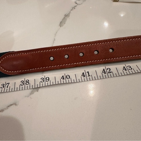 Tommy Hilfiger Mens Leather Canvas 2-Tone Belt Size 40 Blue Green USA Vintage - Picture 9 of 11